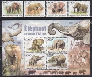 Burundi 847-51 Elephants Mint NH