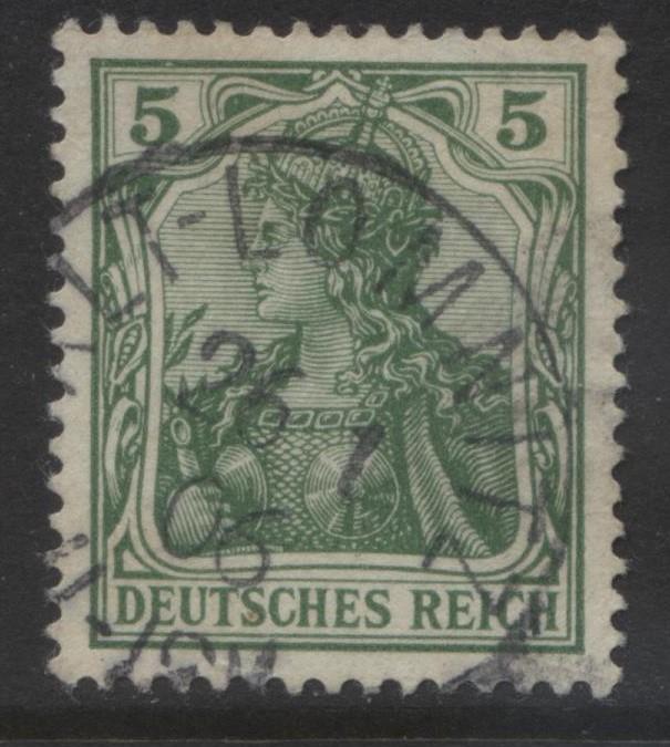 GERMANY. -Scott 67- Definitives -1902 - Used - Green - Single 5pf Stamp2