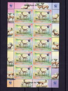 Niger 1998 WWF DORCAS GAZELLE (4) Sheet 10v Perforated Mint (NH)