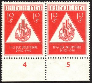 1948, Germany, Soviet Occupation, MNH pair, Sc 10NB3