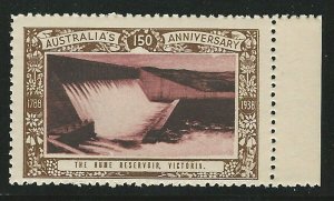 The Hume Reservoir, Victoria, Australia's 150th Anniversary, 1938 Poster Stamp 