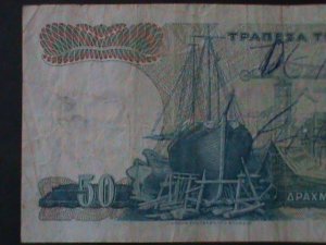 ​GREECE-KINGDOM-1964-BANK OF GREECE-$50 DRACHMAI-.CIR-60 YEARS OLD-WATER MARK