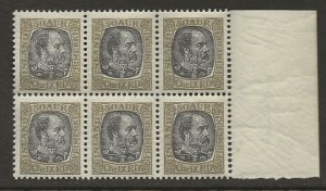 Iceland 1902-04 Christian IX 50a #43 Marginal BLOCK of 6 VF-NH CV $42.00