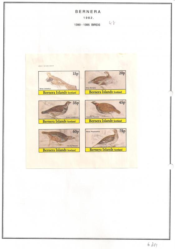 SCOTLAND - BERNERA - 1982 - Birds (48) - 6v Imperf Sheet - MLH