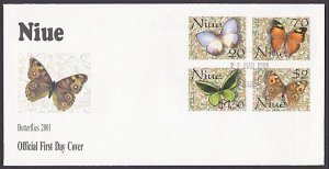 NIUE 2001 Butterflies set FDC..............................................27819