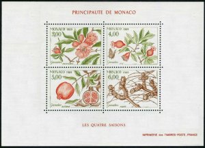 Monaco 1680 ad sheet,MNH.Michel Bl.42. Pomegranate three branch,1989.
