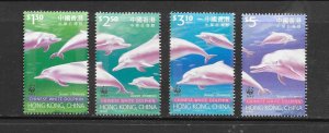 FISH - HONG KONG #875-8  WWF WHITE DOLPHINS   MNH