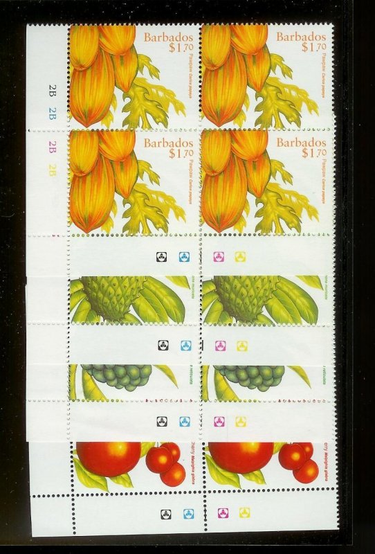 BARBADOS Sc#945-948 Complete Mint Never Hinged PLATE BLOCK Set