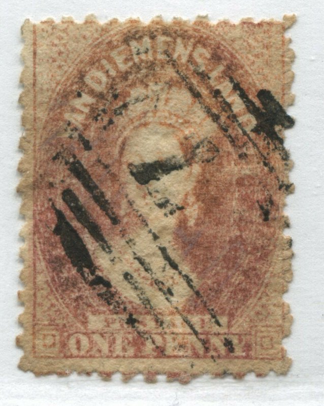 Tasmania QV 1864 1d carmine perf 12 used