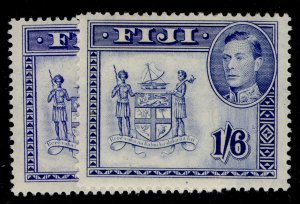 FIJI GVI SG263a + 263b, 1s 6d PERF VARIETIES, LH MINT.