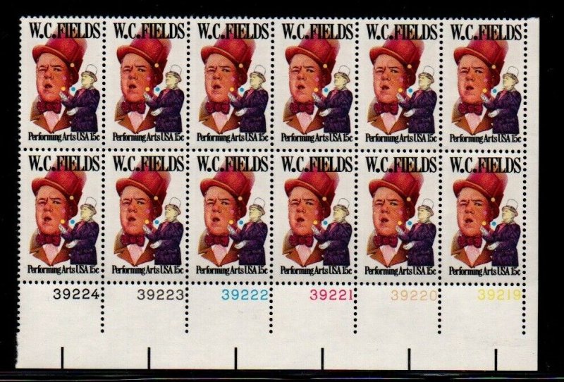 ALLYS STAMPS US Plate Block Scott #1803 15c W.C. Fields [12] MNH F/VF [LR]