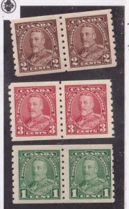 CANAD # 228-230 VF-MLH KGV COIL PAIRS CAT VALUE $65 FROM KIMSS30