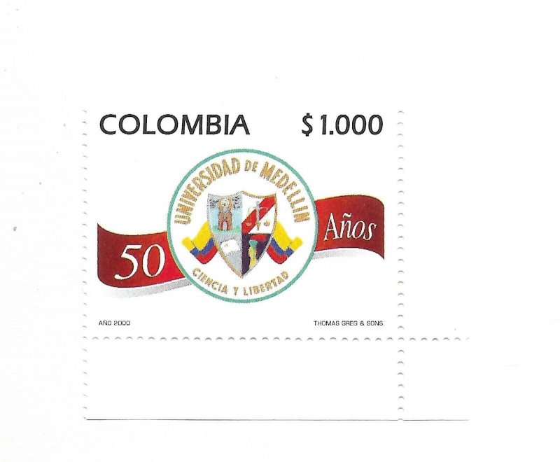 COLOMBIA 2000 MEDELLIN UNIVERSITY 50TH ANNIVERSARY EDUCATION 1 VALUE MINT NH