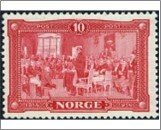 Norway Mint NK 115 Constitution Day 100th Anniversary 10 Øre Carmine rose