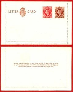 LCP14a KGVI 1 1/2d and 1d Compound Stamped Letter Card Gummed on Front Half MINT