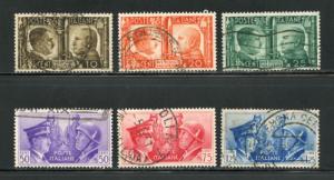 ITALY-Scott #413-418, Sassone #452-57, Used, Cat. $37.50