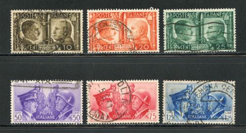 ITALY-Scott #413-418, Sassone #452-57, Used, Cat. $37.50