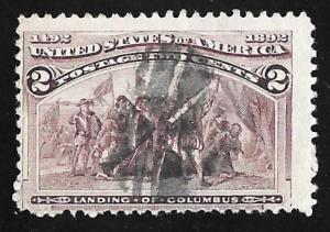 231 2 cent SUPERB FANCY CANCEL Violet, Columbia Issue Stamp used F