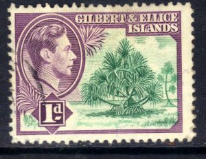 Gilbert & Ellice Island 1939 - 55 KGV1 1d Pandanus Pine SG 44 ( F1481 ) 