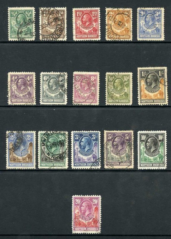 Northern Rhodesia SG1/17 Set to 20/- (no 7/6) cat 695 pounds 