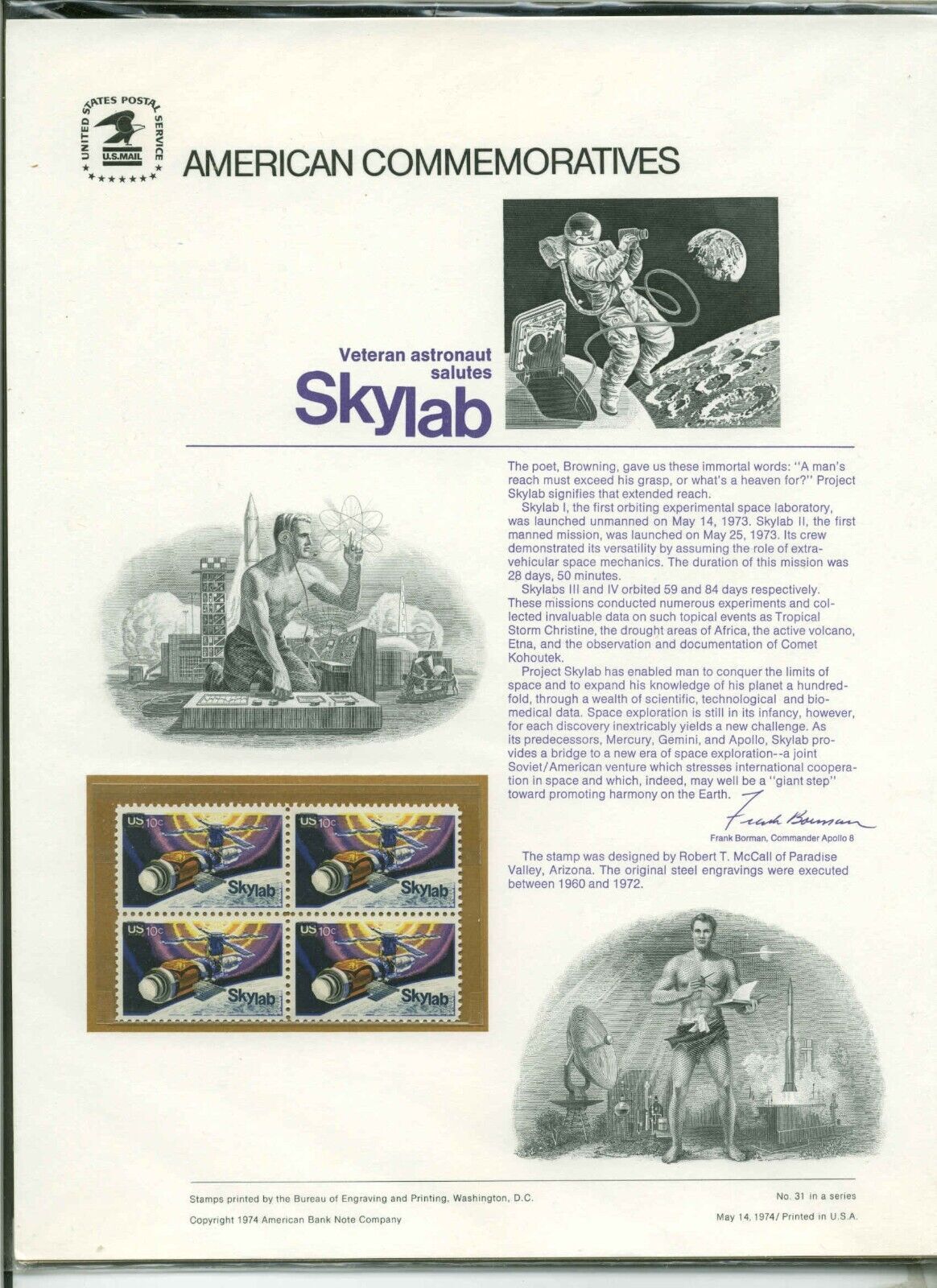US Commemorative Panel 35 Scott 1529 Skylab in Original Unopened USPS