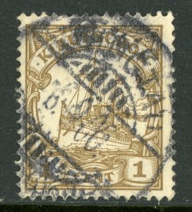 China 1905 Kiautschou Germany 1¢ Yacht Unwmk Michel 18 (Sc #23) VFU F56