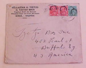 ALBANIA KORCE 1929 TO NEW YORK #229, #230 x2