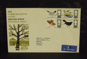 15306   GREAT BRITAIN   FDC # 461-464     British Birds      CV$ 28.60