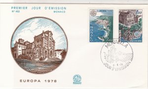 Monaco 1978 Europa CEPT Building Picture Slogan Cancel FDC Stamps Cover Ref26454