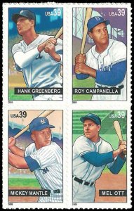 PCBstamps   US #4080/4083a Block $1.56(4x39c)Baseball Sluggers, MNH, (2)