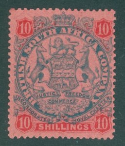 SG 50 Rhodesia 1896-97. 10/- slate & vermilion. Fine unmounted mint CAT £150