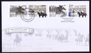 ISRAEL AUSTRALIA 2013 JOINT ISSUE LIGHT HORSE 1917 ALL STAMPS ON AUSTRALIA  FDC