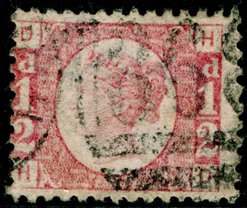 SG49, ½d rose PLATE 20, USED. Cat £75. HD