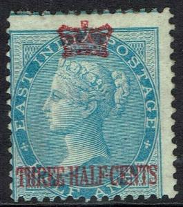 STRAITS SETTLEMENTS 1867 QV CROWN OVERPRINT 11/2C ON 1/2A 