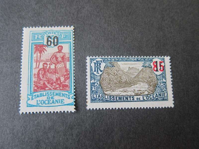 French Polynesia 1923 Sc 60,62 MH