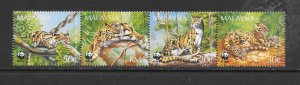 MALAYSIA #541a WWF CLOUDED LEOPARD STRIP MNH