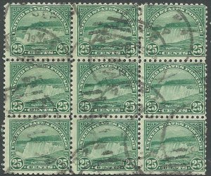 US - #568 - Used - Block of 9 - SCV-9.75