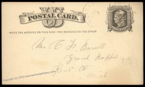 USA 1870s Michigan CEDAR SPRINGS Violet Cancel Postal Card Cover 96323