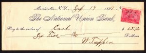 1898, US 2c, Used, Sc R164 on a Very nice Bank Check