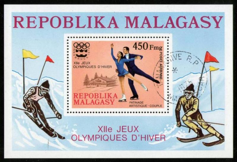 Malagasy 1976 Winter Olympic Games Innsbruk Sport figuar Skating Skiing S/s C...