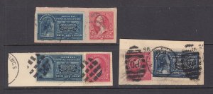 US #E5 - Three on pieces (USED) cv$37.50
