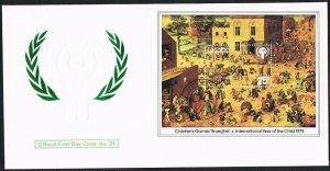 Lesotho 281 FDC.Michel Bl.4. IYC-1979.Pieter Bruegel.Child Games.