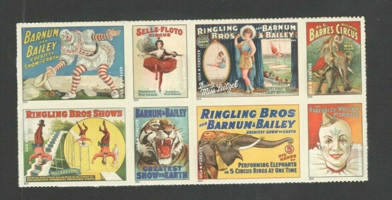 4898-4905 Circus Posters Top Block Of 8 Mint/nh FREE SHIPPING