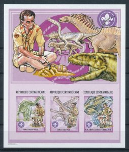 [107137] Central African Rep. 2002 Scouting Dinosaurs Imperf. Sheet MNH