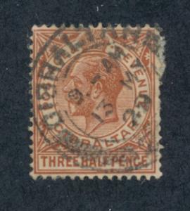 Gibraltar 1921 Scott 78a used - 1.1/2p, King George V