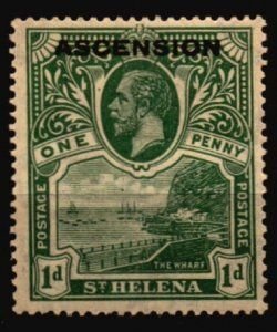 ASCENSION ISLAND  2  KGV  1¢  MH  SHERWOOD STAMP