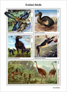 Sierra Leone - 2022 Extinct Birds, Dodo, Terror Bird - 5 Stamp Sheet -