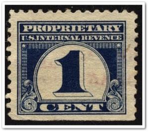 RB65 1¢ Proprietary Stamp (1919) Used