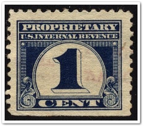 RB65 1¢ Proprietary Stamp (1919) Used