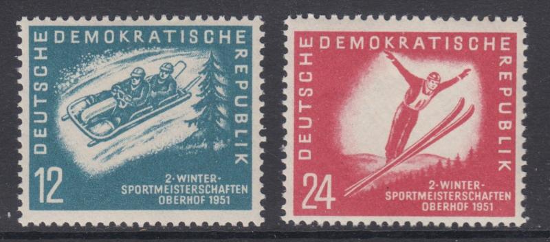 German Dem Rep Sc 76-77 MNH. 1951 Winter Sports cplt